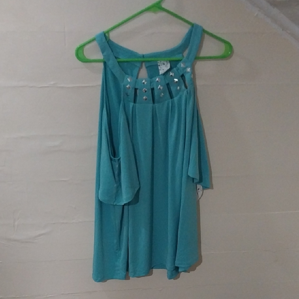 NAIF Teal Blouse with Silver Accents